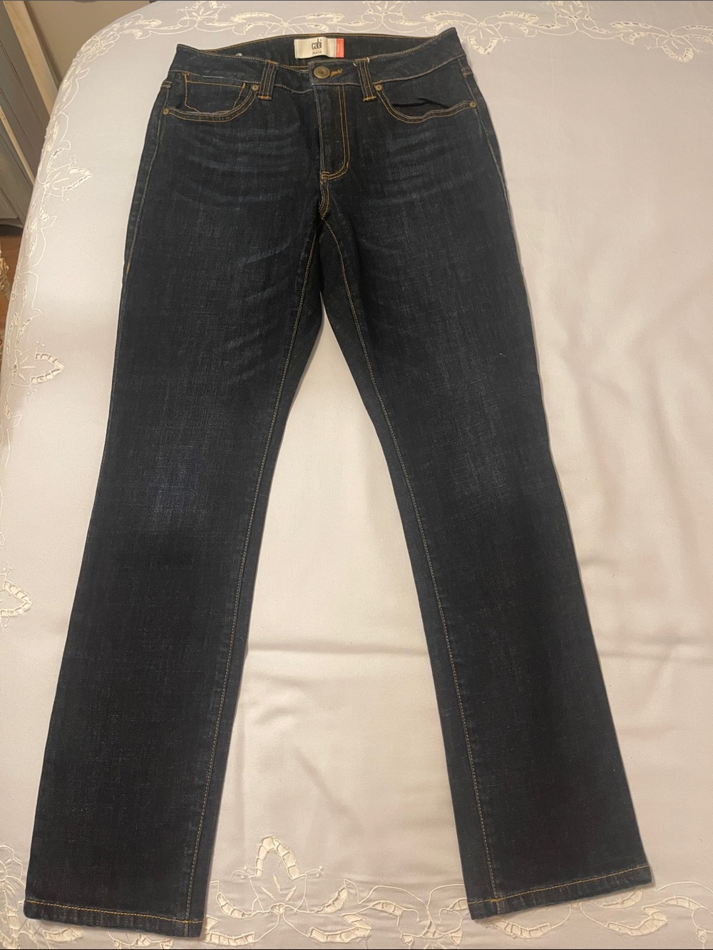 CAbi High Straight Dark Wash Jeans Sz 6
